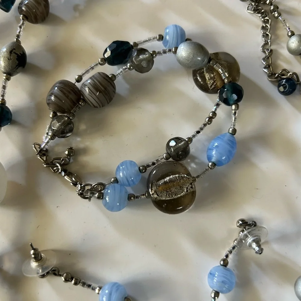 Blue Necklace, Bracelet & Earrings Set